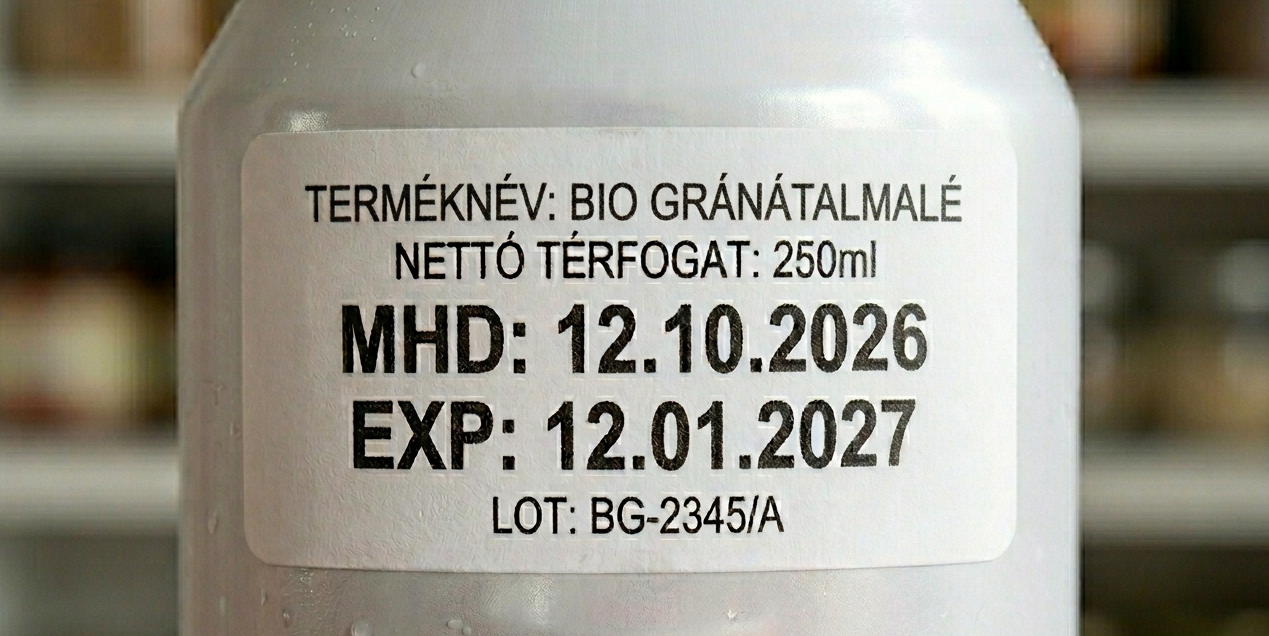 Dátumok MHD és EXP rövidítésekkel a címkén